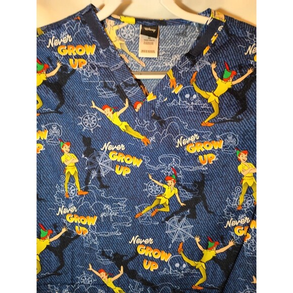 Peter Pan Cherokee Scrubs Disney Tooniforms Unisex V Neck Top TF728 PEOM XS - Picture 5 of 5